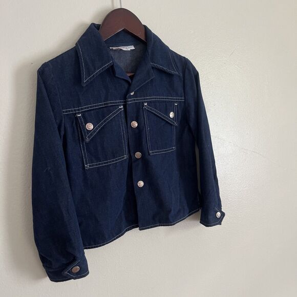 Billy The Kid Vintage Blue Denim Snap Button Logo Western Jacket- Youth Large - Picture 3 of 7